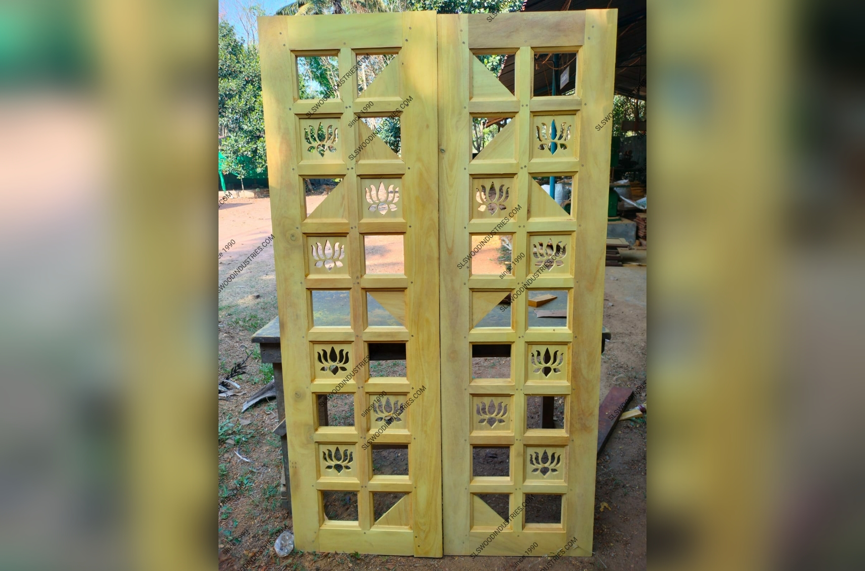 Wooden Main Door Pooja Door Double Door Shutter Kollam Kerala India